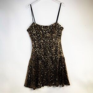 Rubber Ducky Productions Gold Sequined Mini Dress